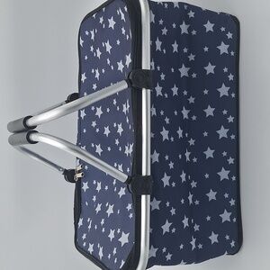 Star Patterned Collapsible Insulated Basket Picnic Handles Stars